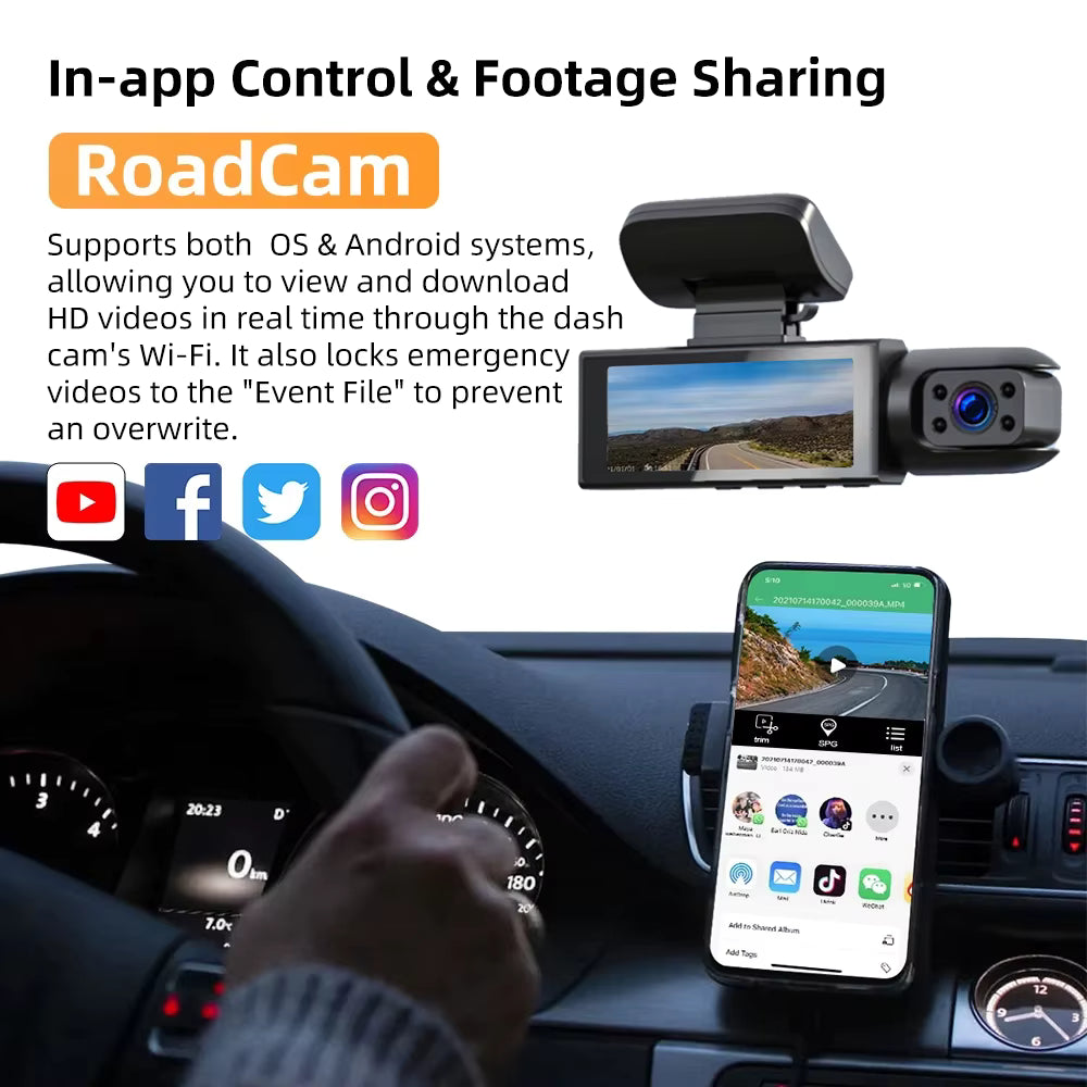 1080P WiFi Dual Camera Dash Cam – Front