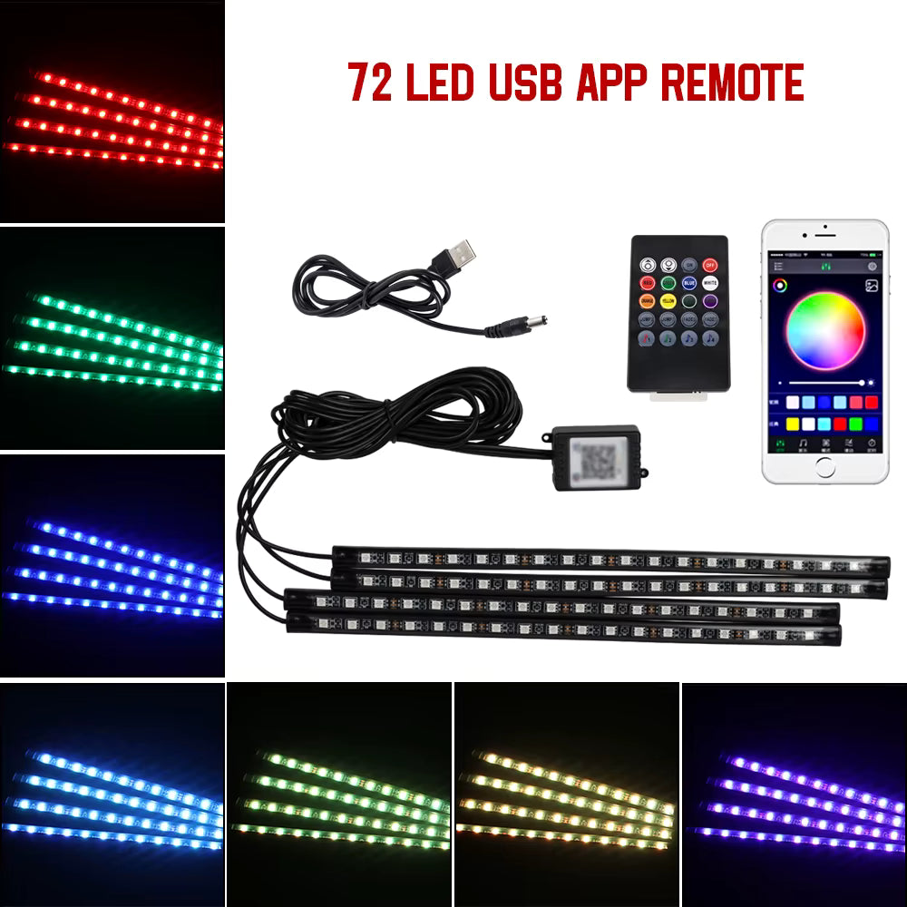 RGB Car Interior Ambient Light Strip – Music & Remote Control