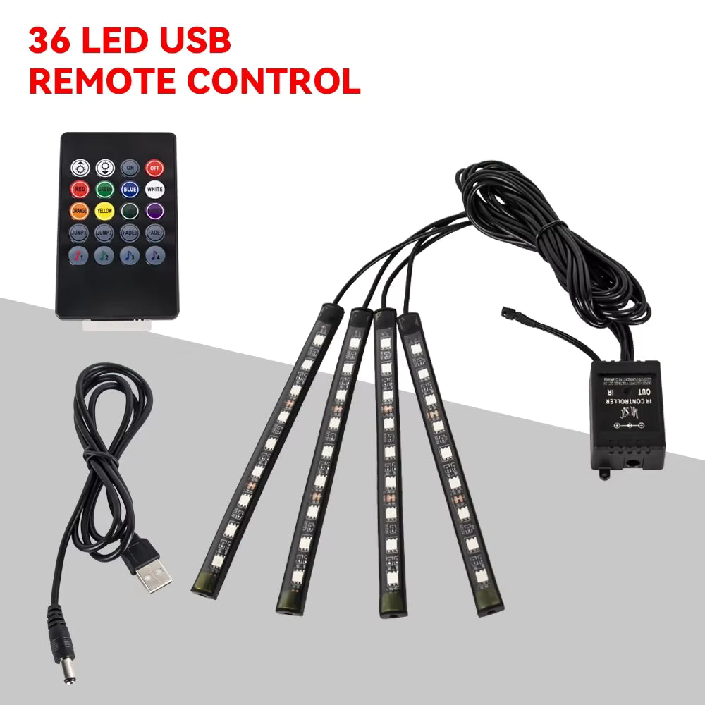 RGB Car Interior Ambient Light Strip – Music &amp; Remote Control