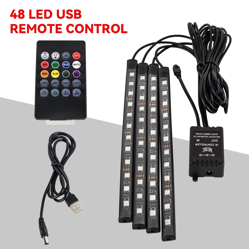 RGB Car Interior Ambient Light Strip – Music &amp; Remote Control