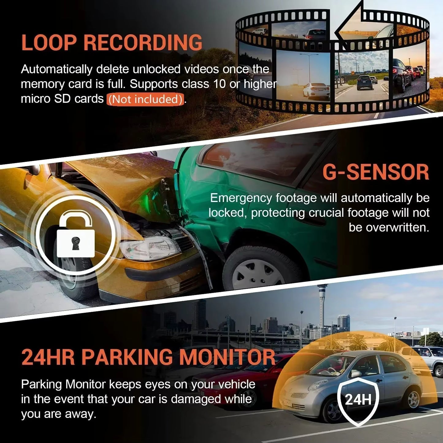 1080P WiFi Dual Camera Dash Cam – Front