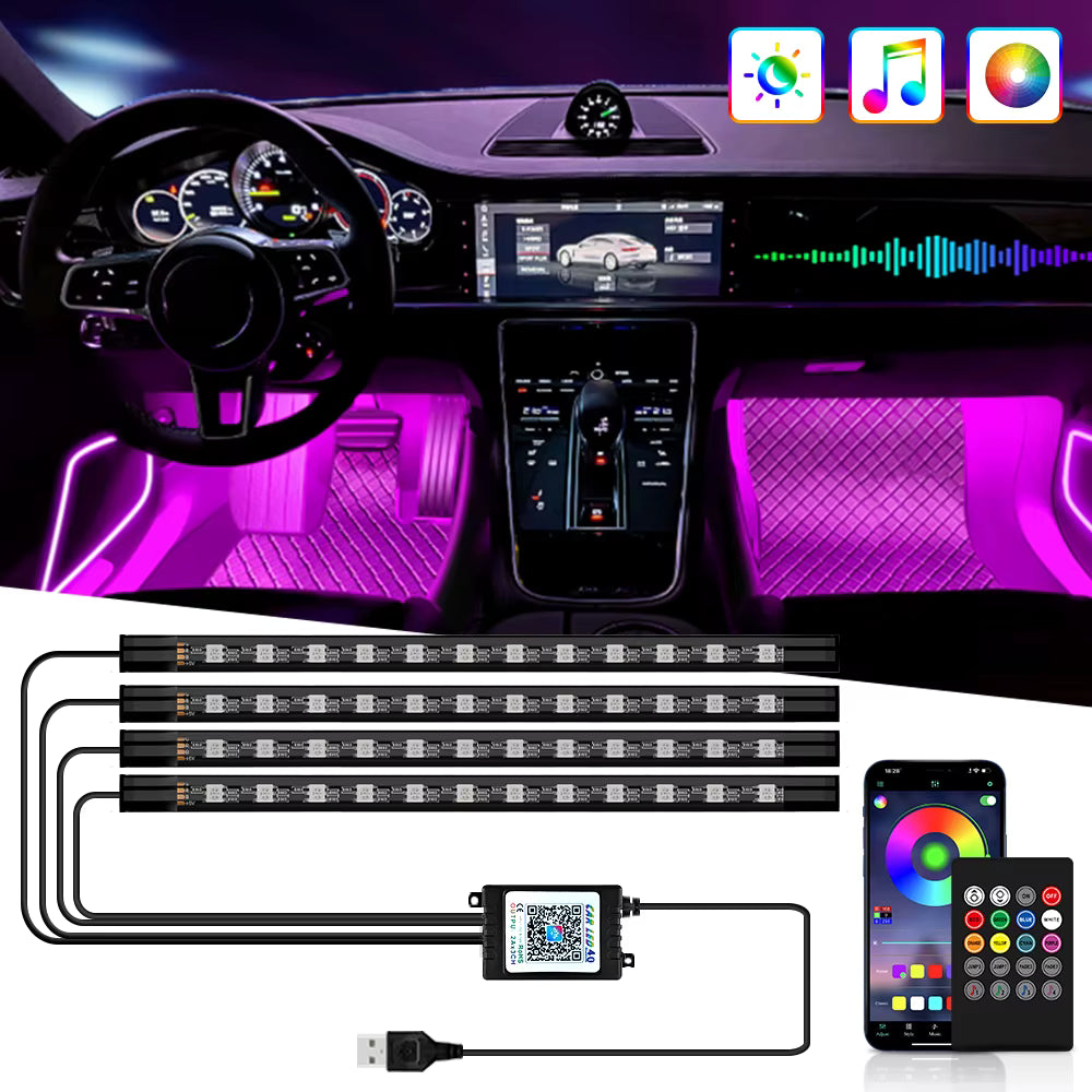 RGB Car Interior Ambient Light Strip – Music &amp; Remote Control