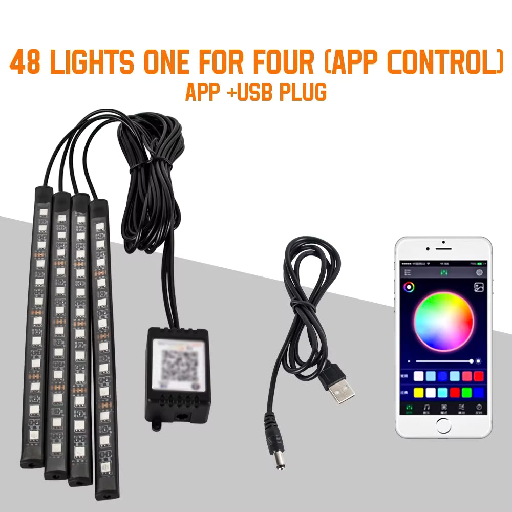 RGB Car Interior Ambient Light Strip – Music &amp; Remote Control