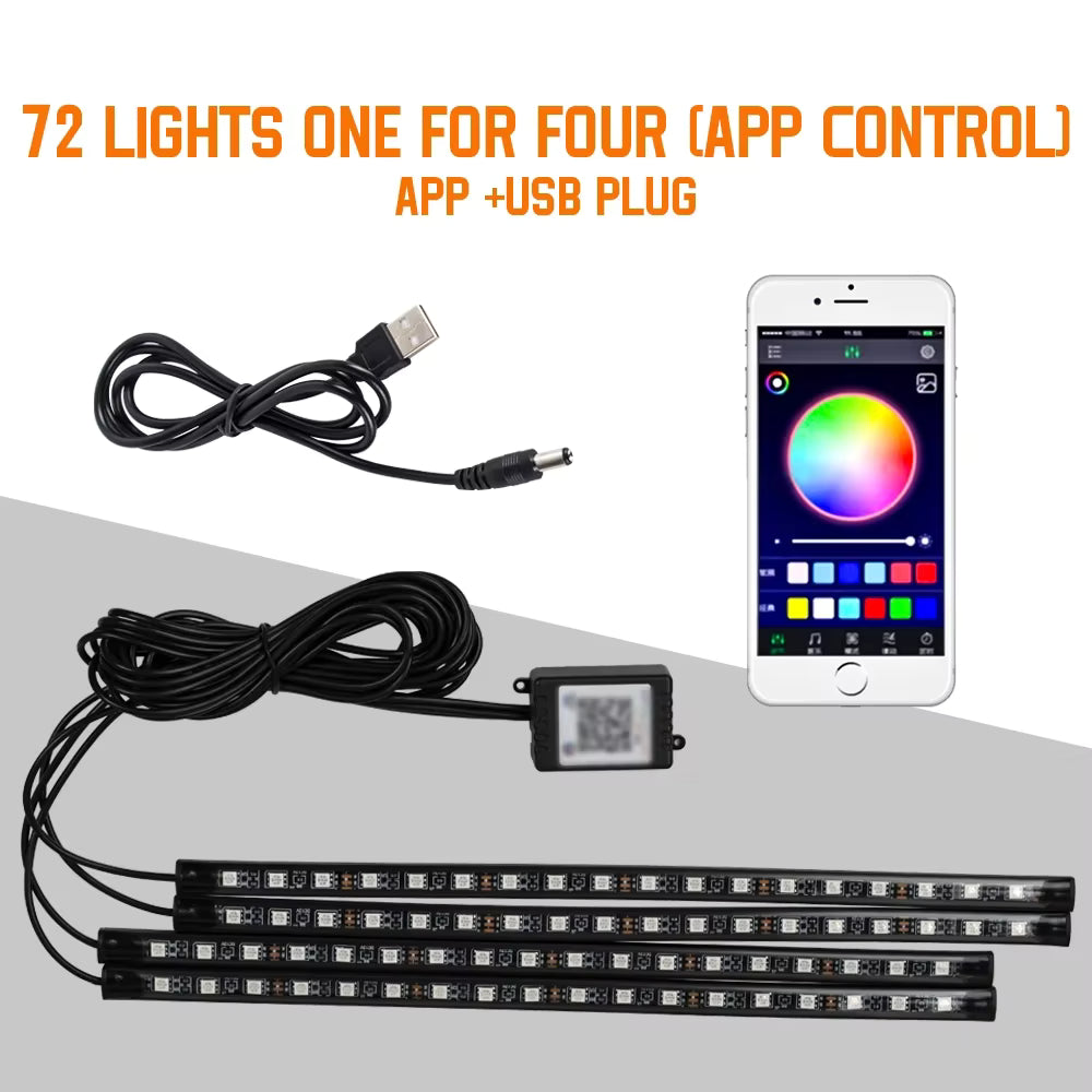 RGB Car Interior Ambient Light Strip – Music &amp; Remote Control