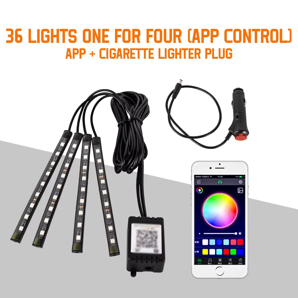 RGB Car Interior Ambient Light Strip – Music &amp; Remote Control