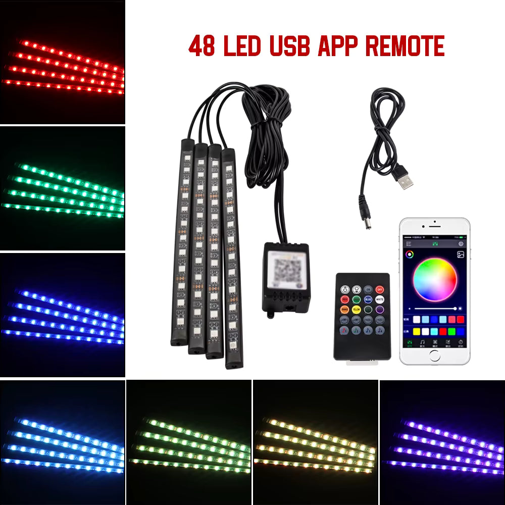 RGB Car Interior Ambient Light Strip – Music &amp; Remote Control
