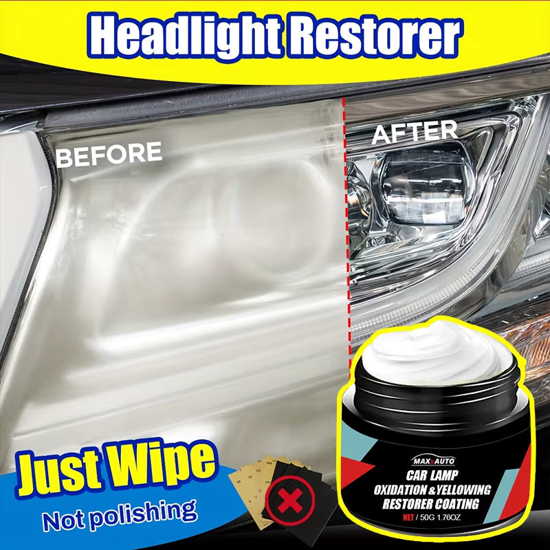Car Headlight Polish – Headlight Restoration Cleaner for Yellowed & Cloudy Lights