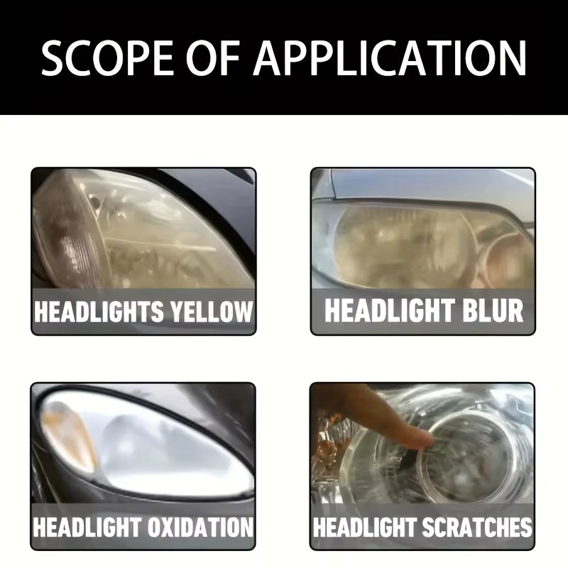 Car Headlight Polish – Headlight Restoration Cleaner for Yellowed & Cloudy Lights