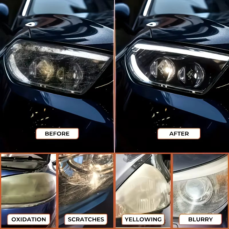 Car Headlight Polish – Headlight Restoration Cleaner for Yellowed & Cloudy Lights