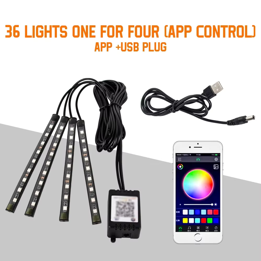 RGB Car Interior Ambient Light Strip – Music &amp; Remote Control