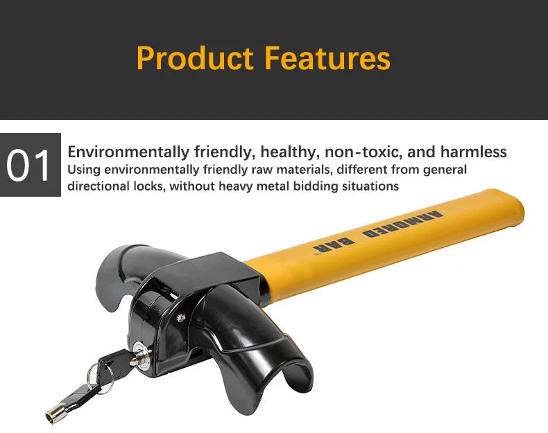 Steering Wheel Anti-Theft Lock – High Visibility Vehicle Security Lock