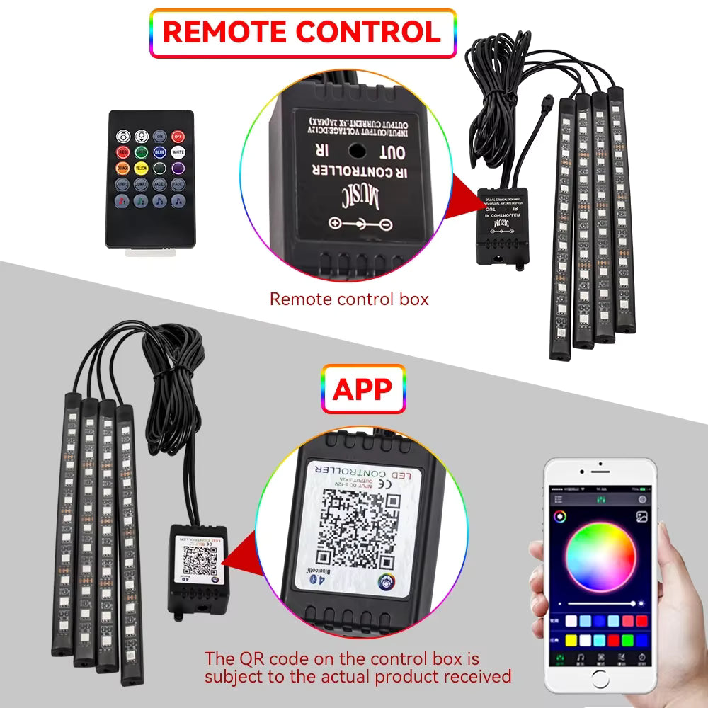RGB Car Interior Ambient Light Strip – Music &amp; Remote Control