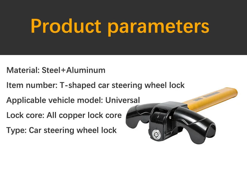 Steering Wheel Anti-Theft Lock – High Visibility Vehicle Security Lock